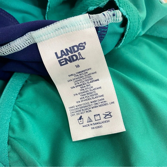 Land’s End Plus size square neck underwire tankini top emerald navy stripes 16 - Picture 5 of 5